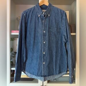 Buck Mason Button-Up Denim L-Sleeve Shirt, Size L
